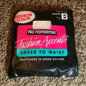 No Nonsense fashion accents sheer to waist pantyhose, white, size: B